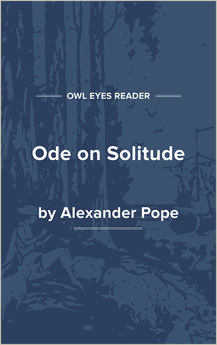 Ode on Solitude Cover Image