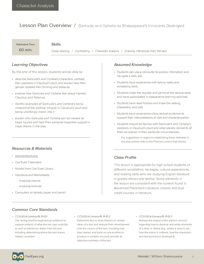 Characterization in Hamletpdf  Name Period CLAUDIUS Character Chart  Directions Complete each bubble with information about the character Use   Course Hero