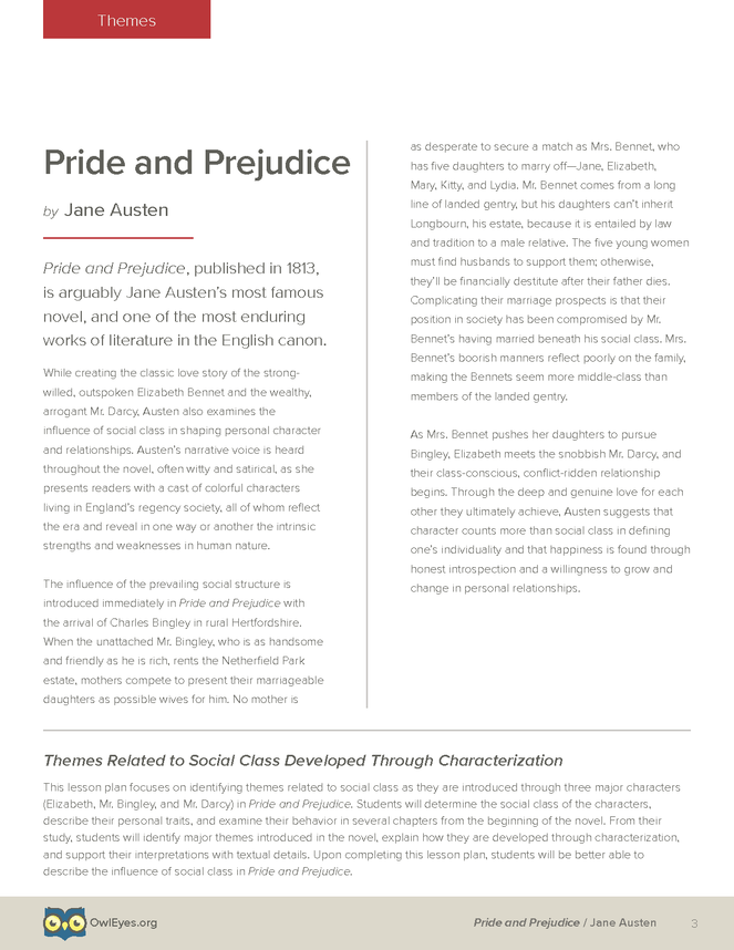 themes of pride and prejudice essay