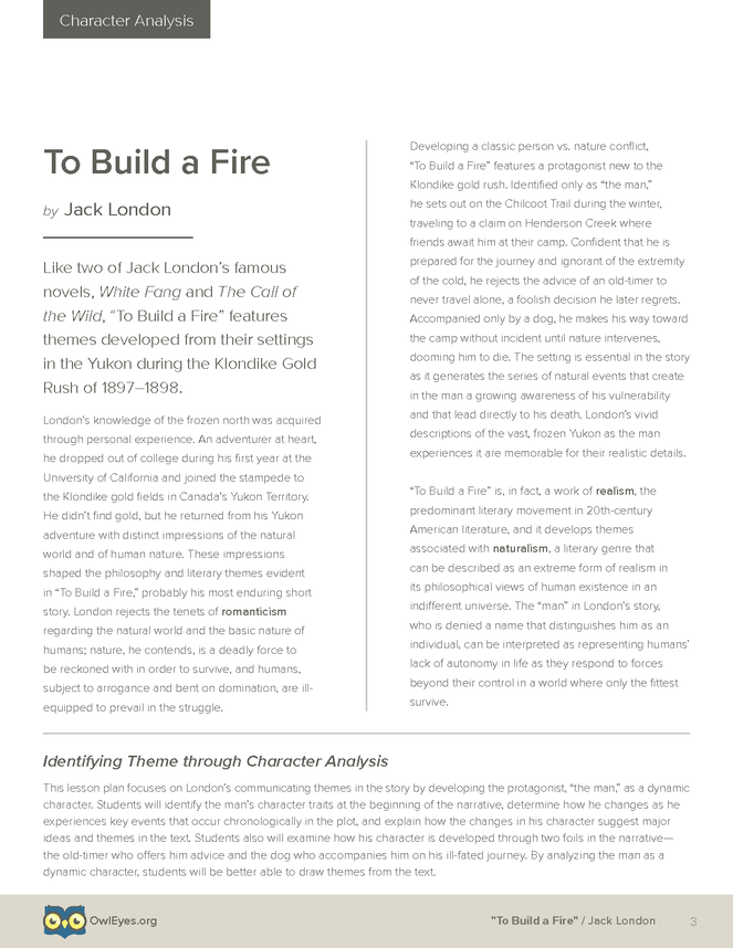 to build a fire character analysis essay